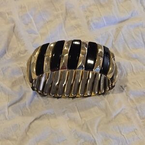 Vintage SIVAD Swiss Stretch Bracelet – Stainless Steel with Black Enamel